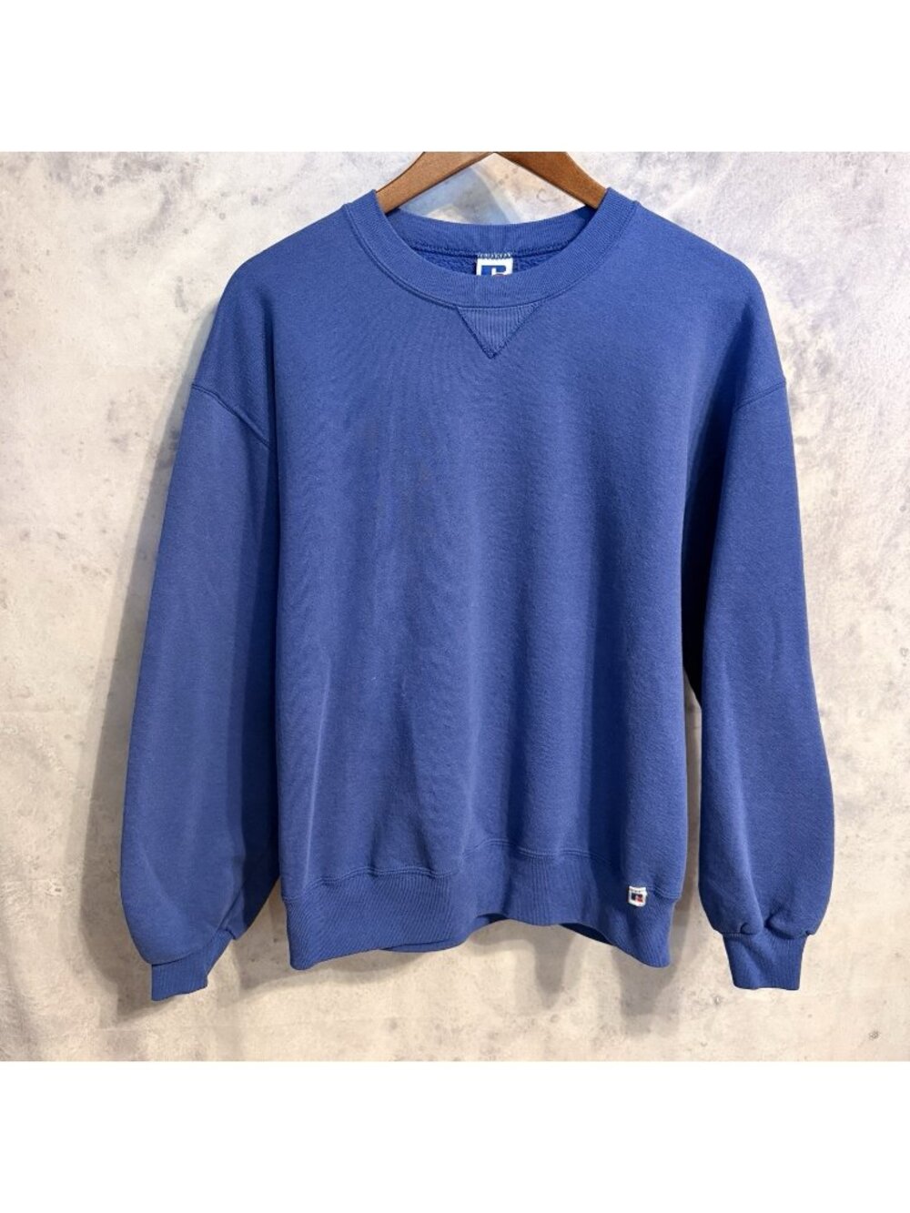 Vintage 90s Russell Athletic Crewneck Sweatshirt Blank Made in USA Blue Large L - Picture 1 of 9